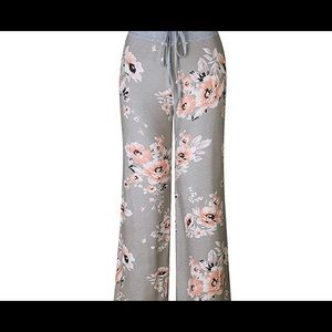 Gray soft Pants with floral design